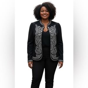 INC International Concepts Embroidered‎ Military Blazer L